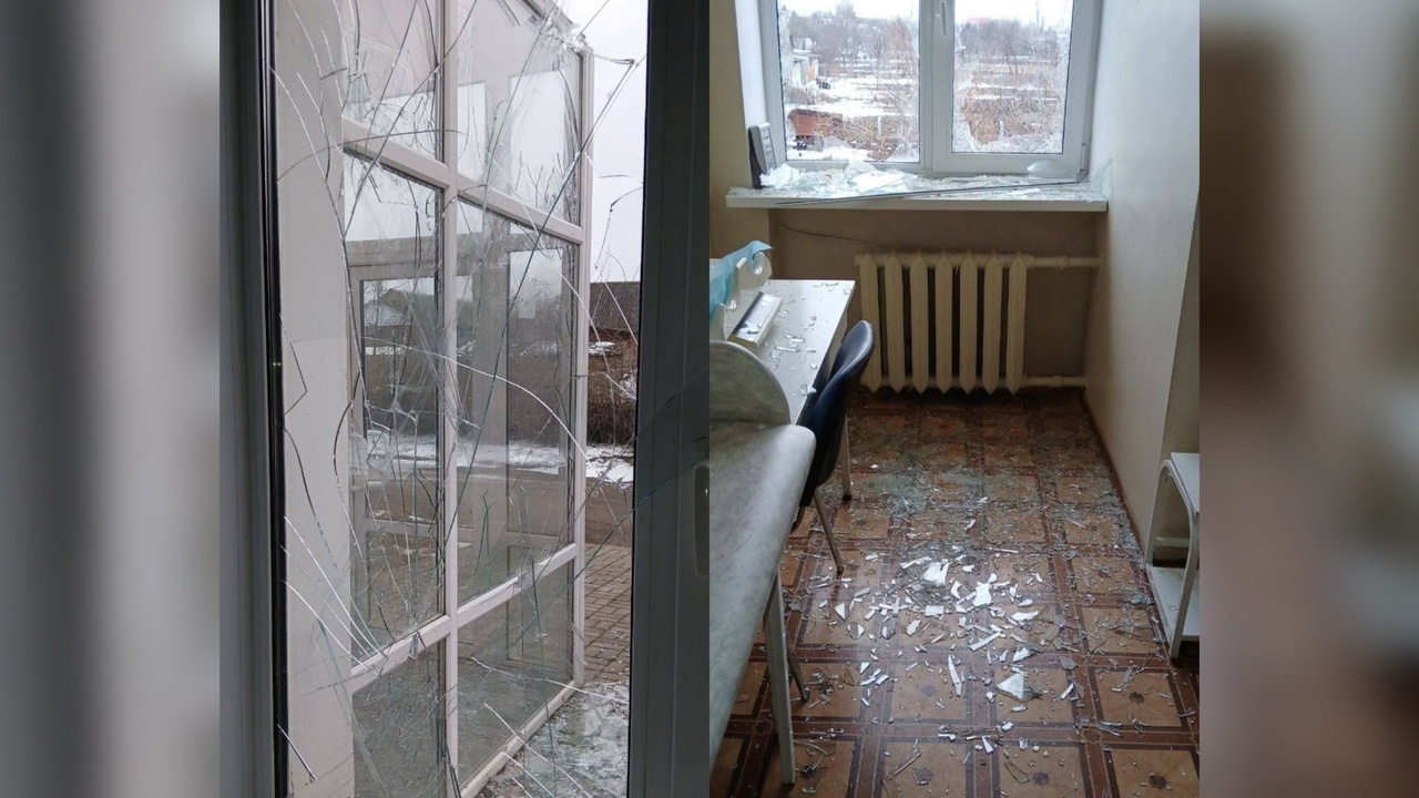 Кадры последствий удара дрона по Хомутовской ЦРБ опубликовали в Минздраве Курской области